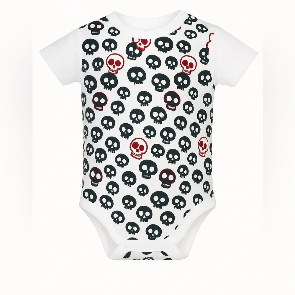 💀 Amy Coe “Bad Boy” Skull Print Baby Bodysuit – Newborn Size 🍼